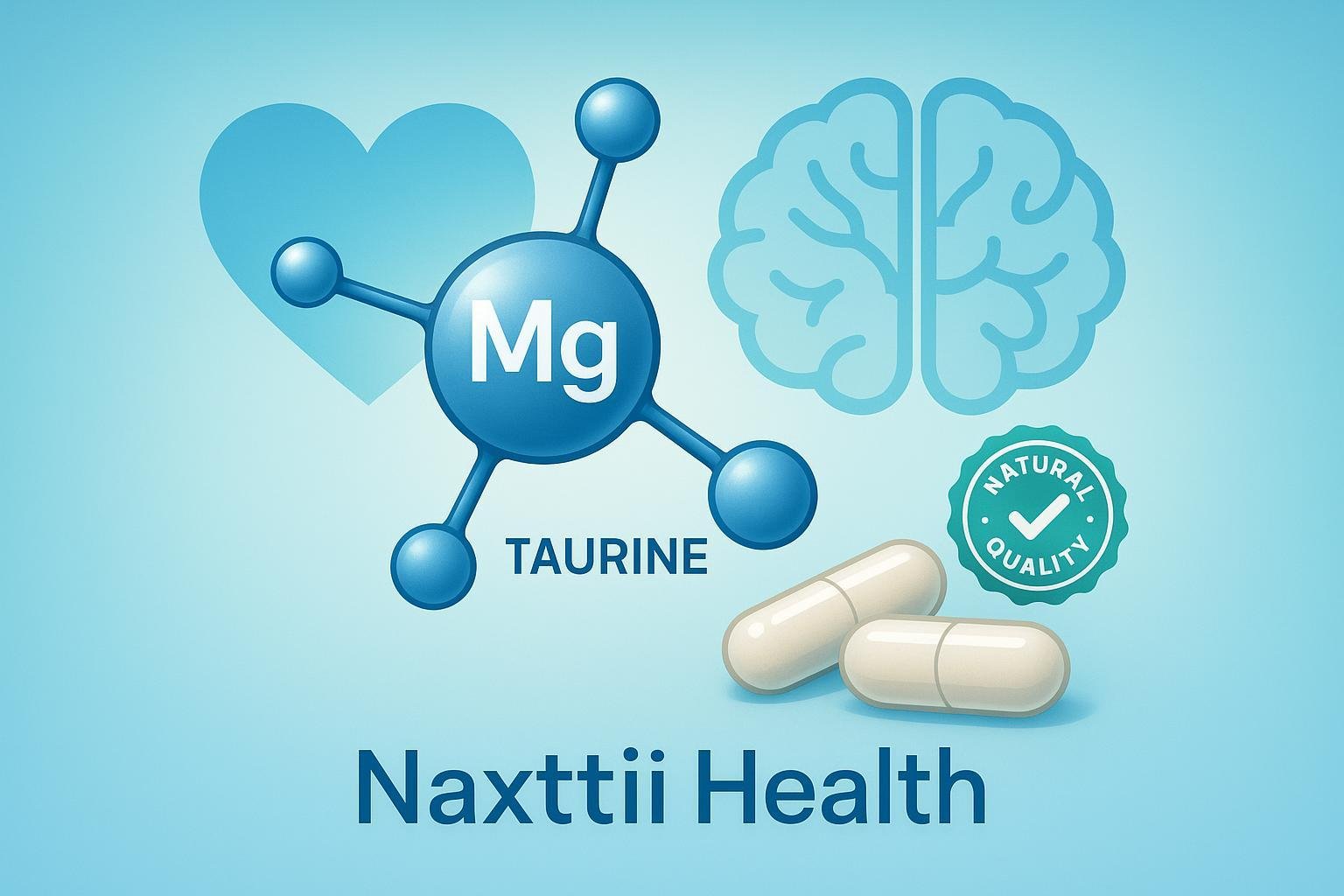 Natural magnesium taurate supplement, purity and heart health, Naxttii Health branding