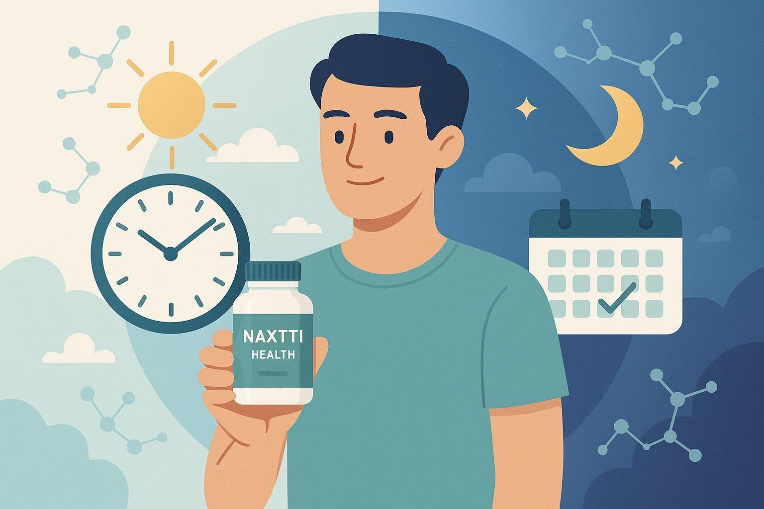 Naxttii Health supplement usage timing illustration