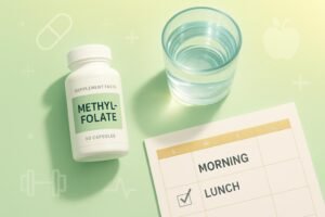 How to determine the best time to take methylfolate supplements: supplement, water, and timing checklist image