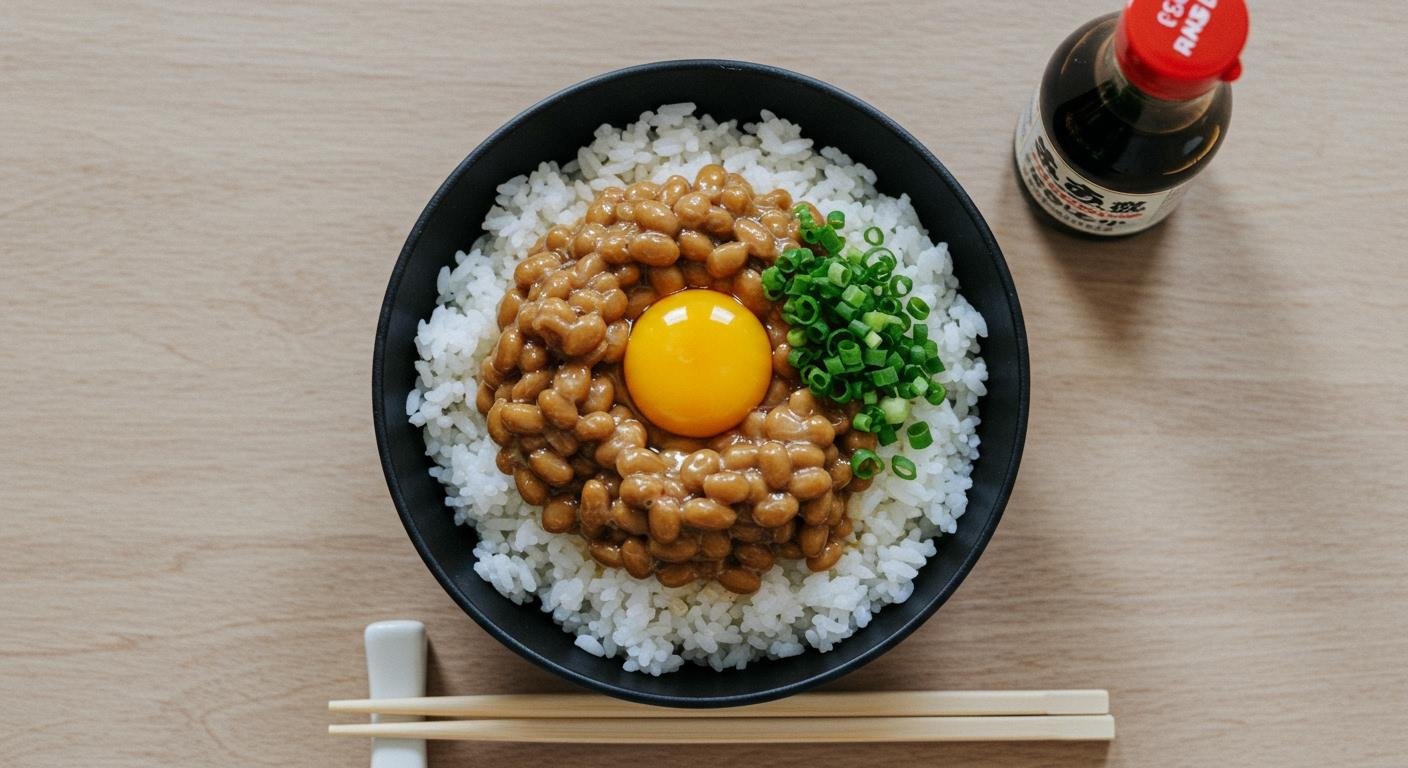 Quick Natto Rice Bowl with Scallions